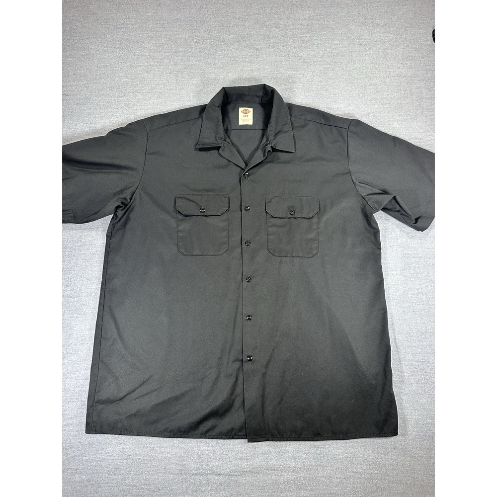 Dickies Mens 2XL Tall 2XT Black Short Sleeve Work Shirt Button Up WS574